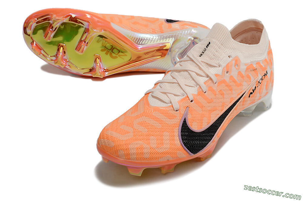 Nike Air Zoom Mercurial Vapor 15 Elite FG Low-Tops Soccer Cleats - White/Orange/Black 3
