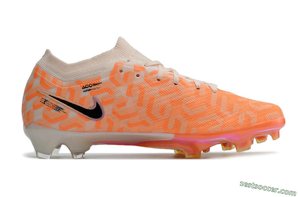 Nike Air Zoom Mercurial Vapor 15 Elite FG Low-Tops Soccer Cleats - White/Orange/Black 5