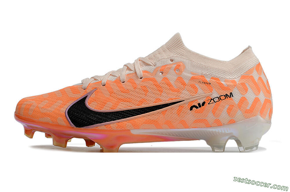 Nike Air Zoom Mercurial Vapor 15 Elite FG Low-Tops Soccer Cleats - White/Orange/Black 2