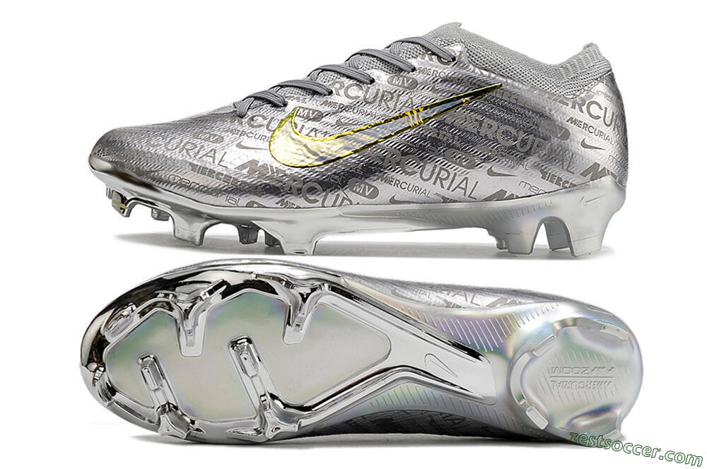 Nike Air Zoom Mercurial Vapor 15 Elite FG Low-Tops Soccer Cleats - Silver/Gold 1