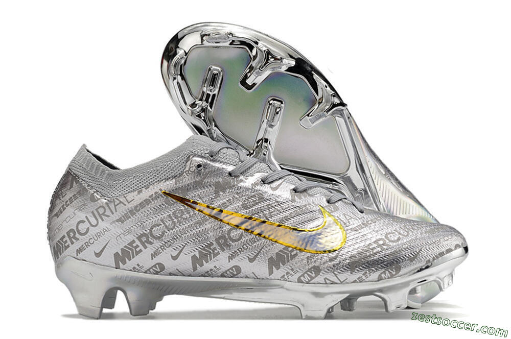 Nike Air Zoom Mercurial Vapor 15 Elite FG Low-Tops Soccer Cleats - Silver/Gold 0