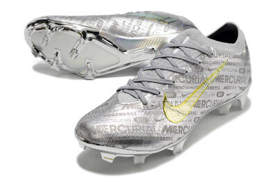 Nike Air Zoom Mercurial Vapor 15 Elite FG Low-Tops Soccer Cleats - Silver/Gold