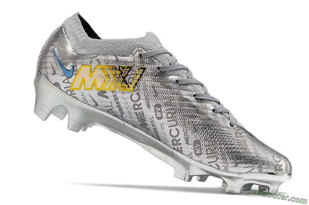 Nike Air Zoom Mercurial Vapor 15 Elite FG Low-Tops Soccer Cleats - Silver/Gold 4
