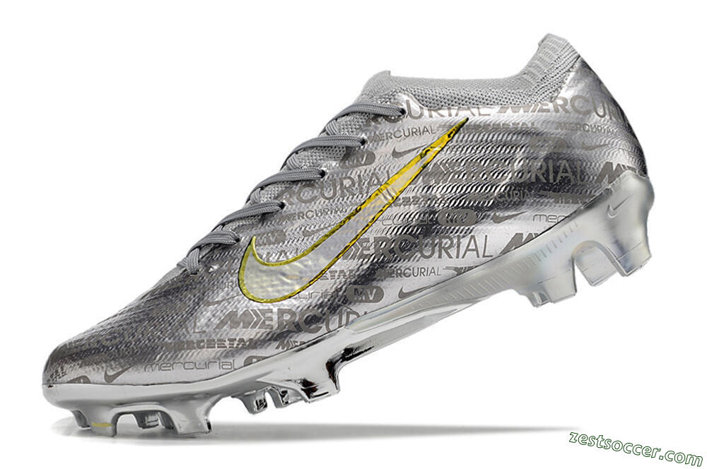 Nike Air Zoom Mercurial Vapor 15 Elite FG Low-Tops Soccer Cleats - Silver/Gold 5