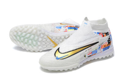 Harry Kane x Nike Phantom GX Elite DF Link TF High-Tops Soccer Shoes - White/Gold/Black