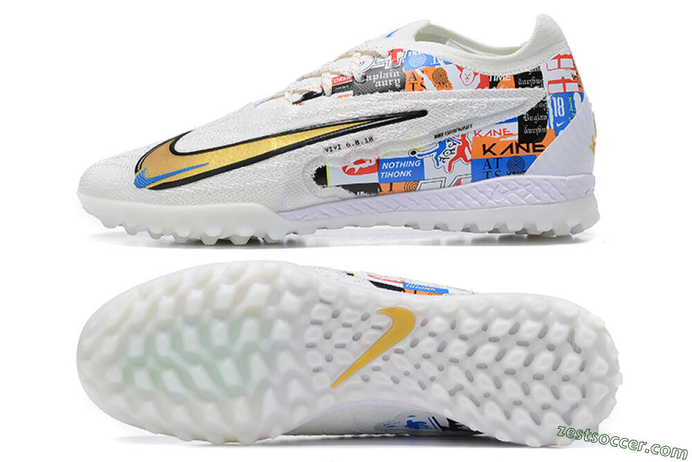 Harry Kane x Nike Phantom GX Elite TF Low-Tops Soccer Shoes - White/Gold/Black 1