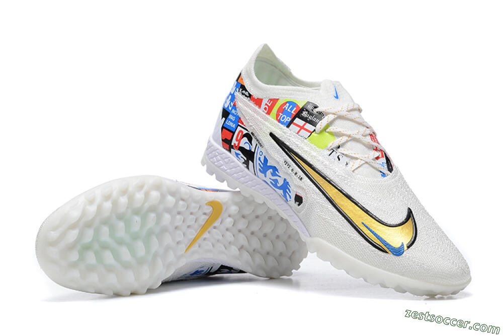 Harry Kane x Nike Phantom GX Elite TF Low-Tops Soccer Shoes - White/Gold/Black 4