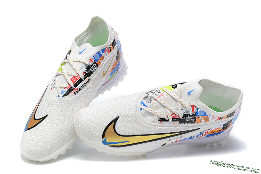 Harry Kane x Nike Phantom GX Elite TF Low-Tops Soccer Shoes - White/Gold/Black 5