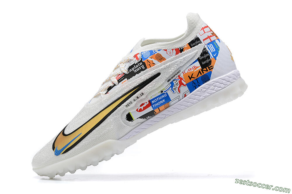 Harry Kane x Nike Phantom GX Elite TF Low-Tops Soccer Shoes - White/Gold/Black 7