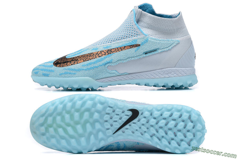 Nike Phantom GX Elite DF Link TF High-Tops Soccer Shoes - Grey/Blue/Black 1