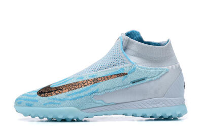 Nike Phantom GX Elite DF Link TF High-Tops Soccer Shoes - Grey/Blue/Black