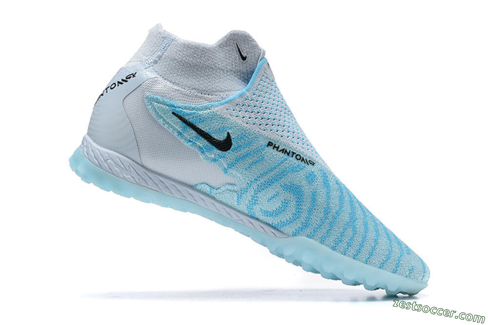 Nike Phantom GX Elite DF Link TF High-Tops Soccer Shoes - Grey/Blue/Black 6