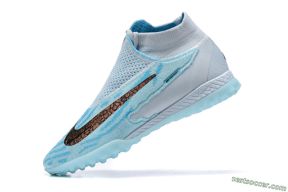 Nike Phantom GX Elite DF Link TF High-Tops Soccer Shoes - Grey/Blue/Black 7