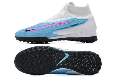Nike Phantom GX Elite DF Link TF High-Tops Soccer Shoes - White/Blue/Pink
