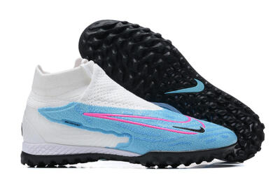 Nike Phantom GX Elite DF Link TF High-Tops Soccer Shoes - White/Blue/Pink