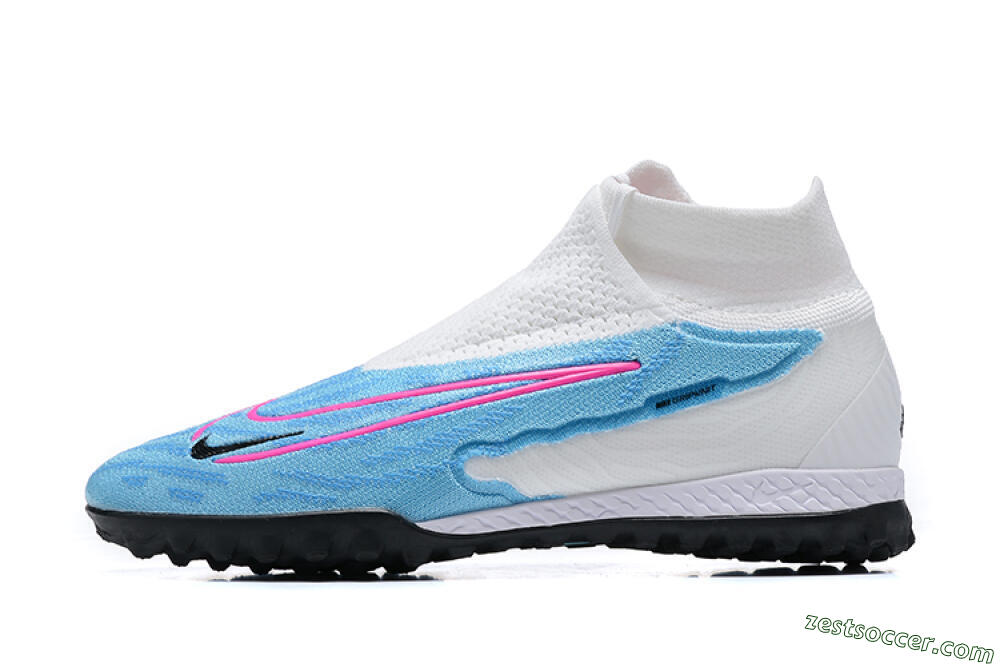Nike Phantom GX Elite DF Link TF High-Tops Soccer Shoes - White/Blue/Pink 2