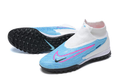 Nike Phantom GX Elite DF Link TF High-Tops Soccer Shoes - White/Blue/Pink