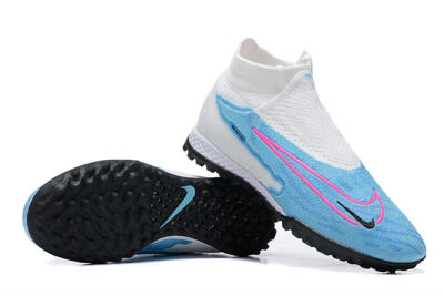 Nike Phantom GX Elite DF Link TF High-Tops Soccer Shoes - White/Blue/Pink