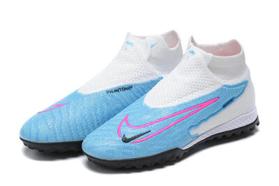Nike Phantom GX Elite DF Link TF High-Tops Soccer Shoes - White/Blue/Pink