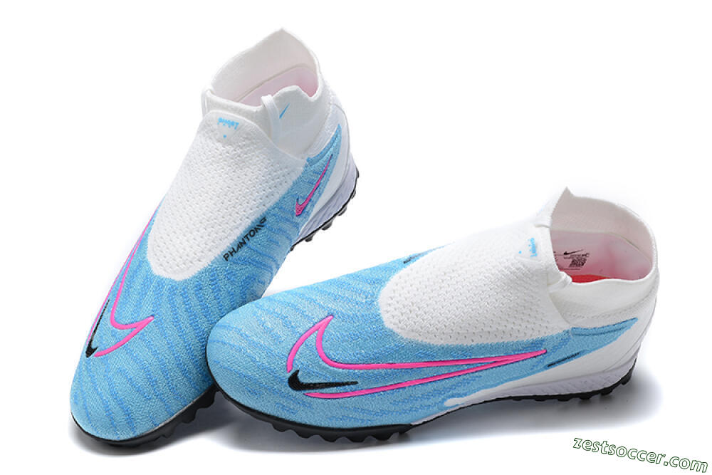 Nike Phantom GX Elite DF Link TF High-Tops Soccer Shoes - White/Blue/Pink 5
