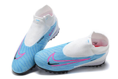 Nike Phantom GX Elite DF Link TF High-Tops Soccer Shoes - White/Blue/Pink
