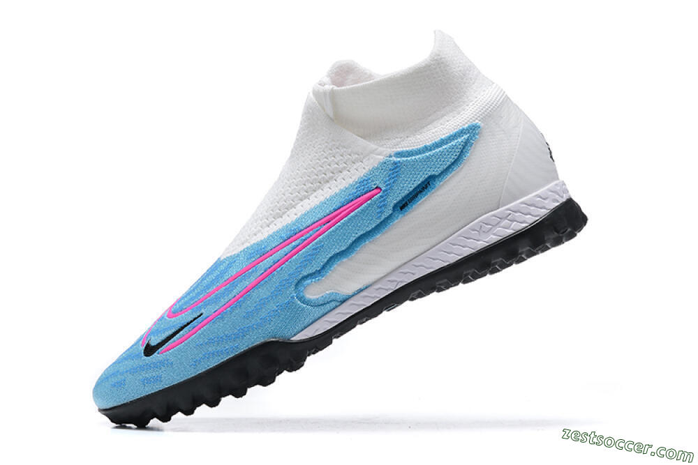 Nike Phantom GX Elite DF Link TF High-Tops Soccer Shoes - White/Blue/Pink 7