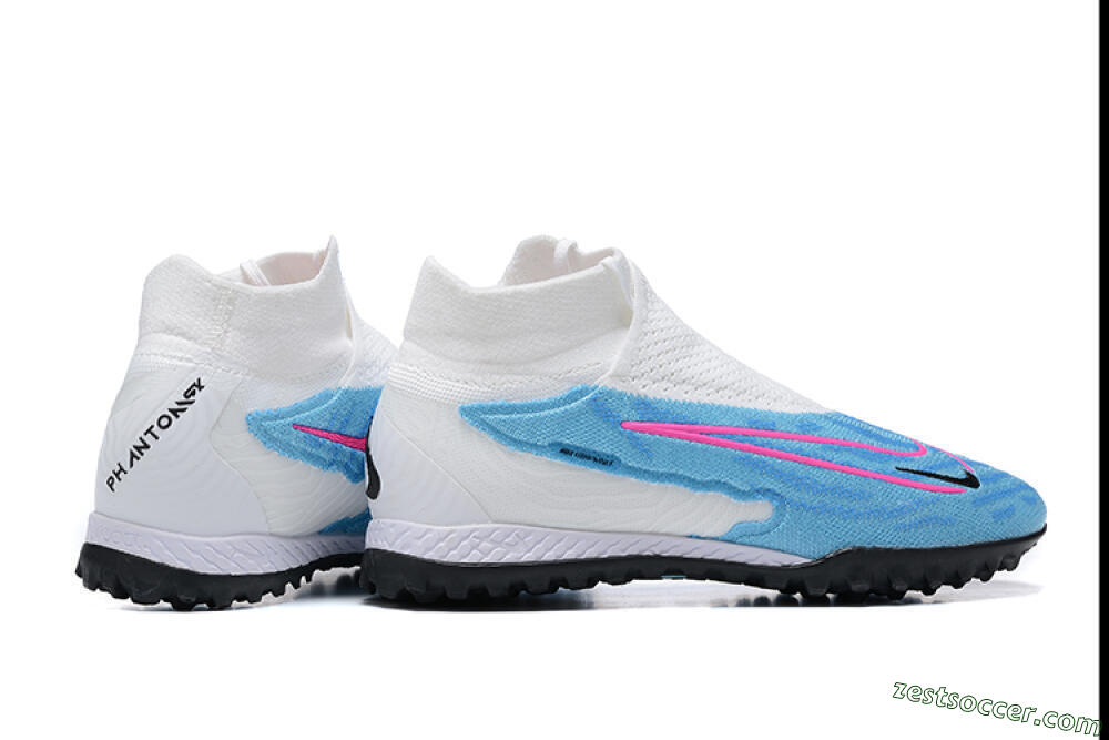 Nike Phantom GX Elite DF Link TF High-Tops Soccer Shoes - White/Blue/Pink 8