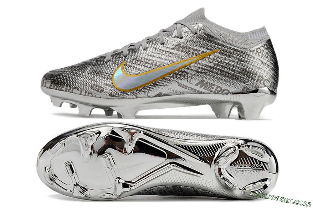 Nike Air Zoom Mercurial Vapor 15 Elite FG Low-Tops Soccer Cleats - Sliver/Gold/Rainbow 1