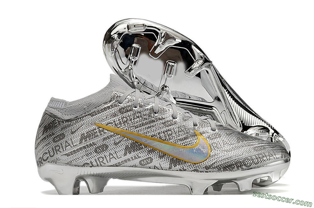 Nike Air Zoom Mercurial Vapor 15 Elite FG Low-Tops Soccer Cleats - Sliver/Gold/Rainbow 0