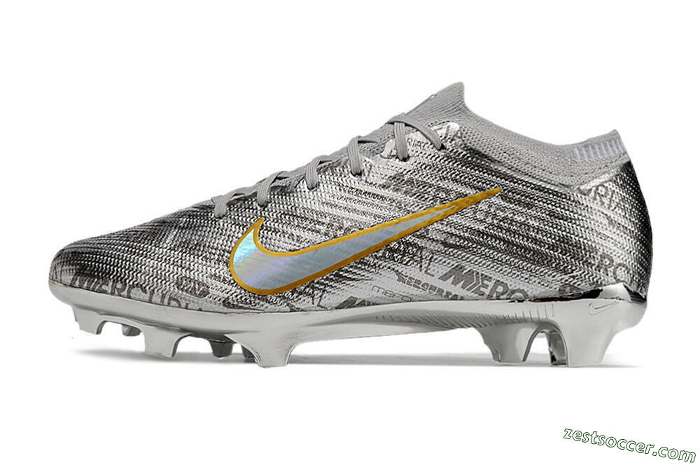 Nike Air Zoom Mercurial Vapor 15 Elite FG Low-Tops Soccer Cleats - Sliver/Gold/Rainbow 2