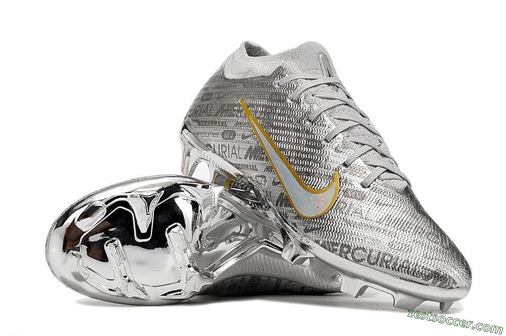 Nike Air Zoom Mercurial Vapor 15 Elite FG Low-Tops Soccer Cleats - Sliver/Gold/Rainbow 3