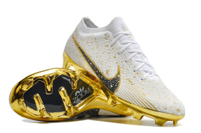 Nike Air Zoom Mercurial Vapor 15 Elite FG Low-Tops Soccer Cleats - White/Gold/Black