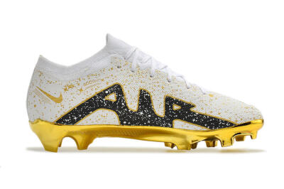 Nike Air Zoom Mercurial Vapor 15 Elite FG Low-Tops Soccer Cleats - White/Gold/Black