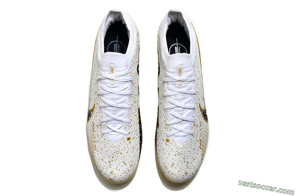 Nike Air Zoom Mercurial Vapor 15 Elite FG Low-Tops Soccer Cleats - White/Gold/Black 5