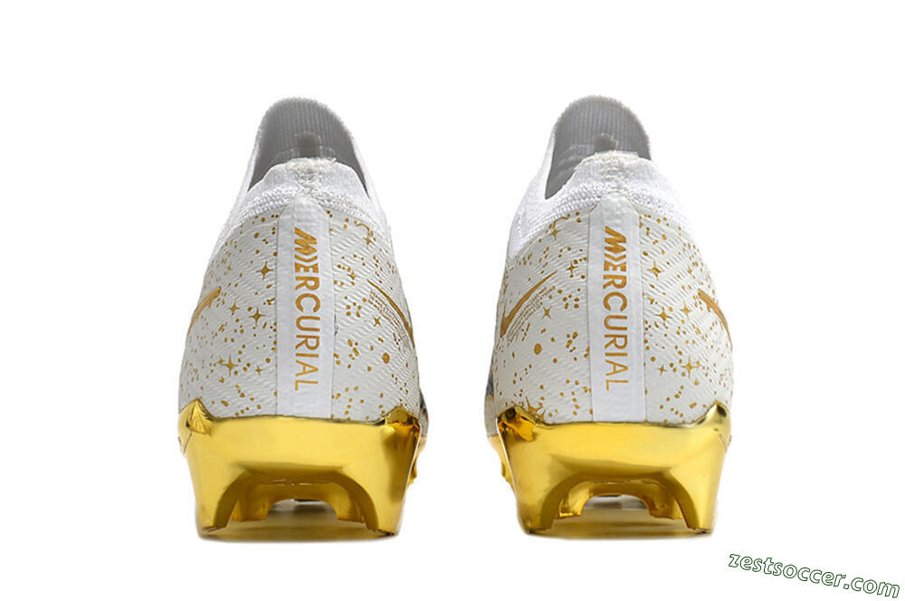 Nike Air Zoom Mercurial Vapor 15 Elite FG Low-Tops Soccer Cleats - White/Gold/Black 6