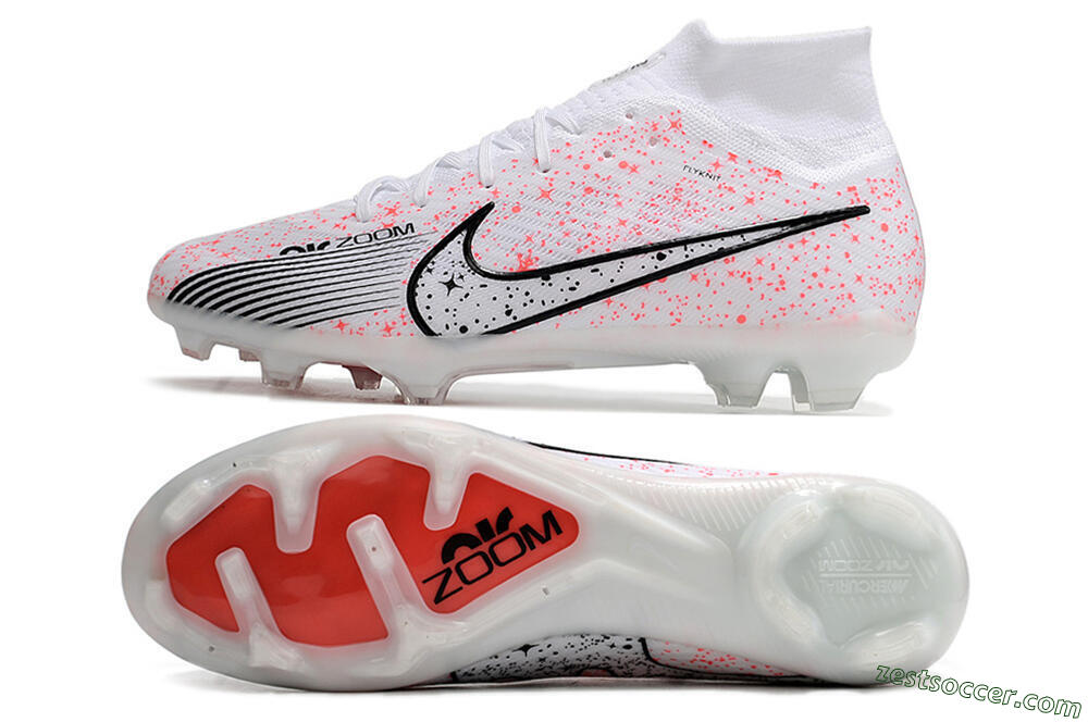 Nike Air Zoom Mercurial Superfly 9 Elite FG High-Tops Soccer Cleats - White/Pink/Black 1
