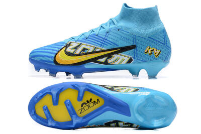 Kylian Mbappe x Nike Air Zoom Mercurial Superfly 9 Elite FG High-Tops Soccer Cleats - Blue/Yellow/Black