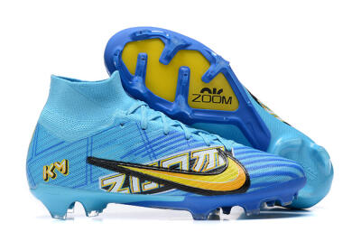 Kylian Mbappe x Nike Air Zoom Mercurial Superfly 9 Elite FG High-Tops Soccer Cleats - Blue/Yellow/Black