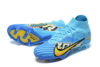 Kylian Mbappe x Nike Air Zoom Mercurial Superfly 9 Elite FG High-Tops Soccer Cleats - Blue/Yellow/Black