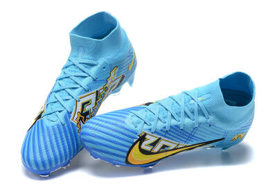 Kylian Mbappe x Nike Air Zoom Mercurial Superfly 9 Elite FG High-Tops Soccer Cleats - Blue/Yellow/Black