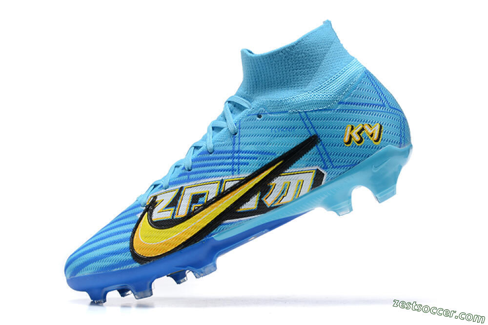 Kylian Mbappe x Nike Air Zoom Mercurial Superfly 9 Elite FG High-Tops Soccer Cleats - Blue/Yellow/Black 7
