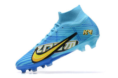 Kylian Mbappe x Nike Air Zoom Mercurial Superfly 9 Elite FG High-Tops Soccer Cleats - Blue/Yellow/Black
