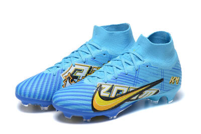 Kylian Mbappe x Nike Air Zoom Mercurial Superfly 9 Elite FG High-Tops Soccer Cleats - Blue/Yellow/Black