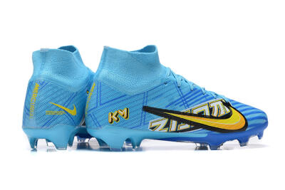 Kylian Mbappe x Nike Air Zoom Mercurial Superfly 9 Elite FG High-Tops Soccer Cleats - Blue/Yellow/Black