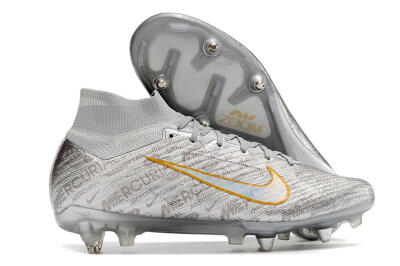 Nike Air Zoom Mercurial Superfly 9 Elite SG High-Tops Soccer Shoes - Sliver/Orange