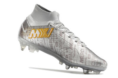 Nike Air Zoom Mercurial Superfly 9 Elite SG High-Tops Soccer Shoes - Sliver/Orange