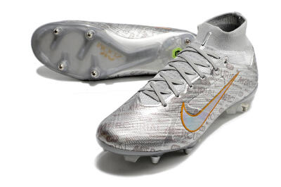 Nike Air Zoom Mercurial Superfly 9 Elite SG High-Tops Soccer Shoes - Sliver/Orange