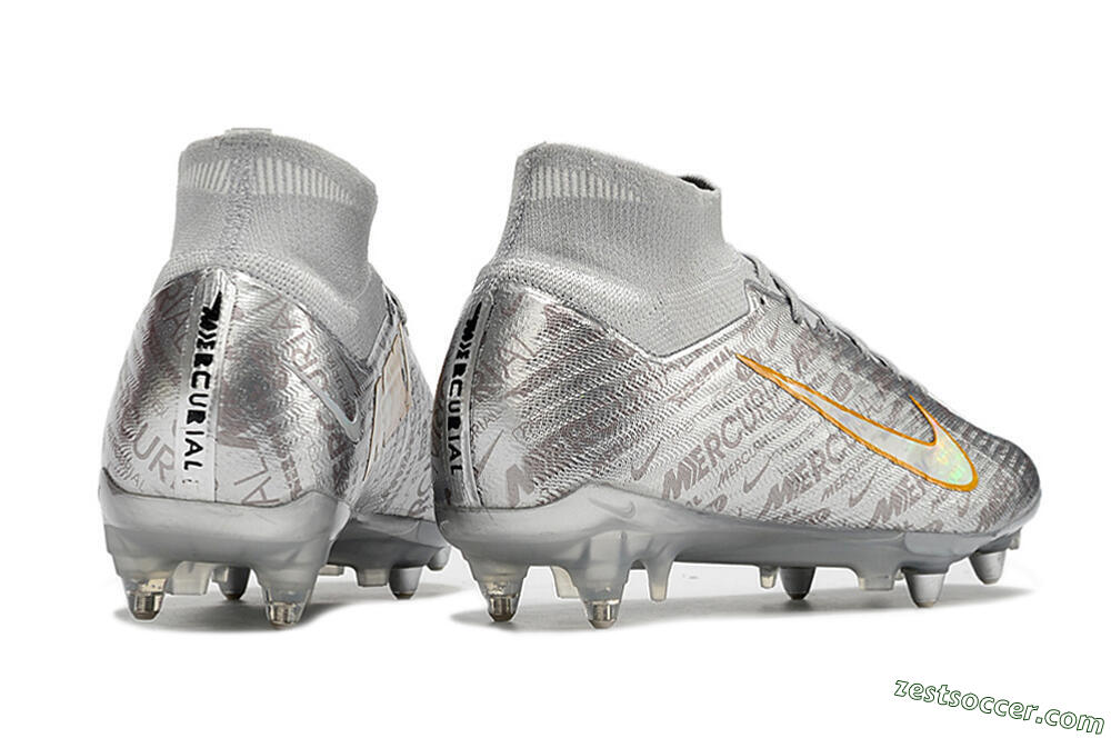 Nike Air Zoom Mercurial Superfly 9 Elite SG High-Tops Soccer Shoes - Sliver/Orange 6