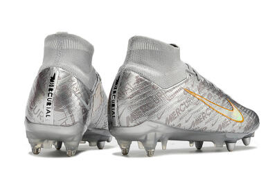 Nike Air Zoom Mercurial Superfly 9 Elite SG High-Tops Soccer Shoes - Sliver/Orange