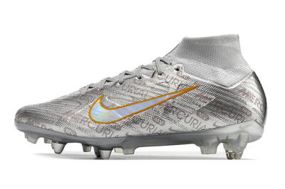 Nike Air Zoom Mercurial Superfly 9 Elite SG High-Tops Soccer Shoes - Sliver/Orange